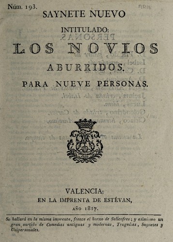 Cover for Saynete nuevo intitulado: Los novios aburridos