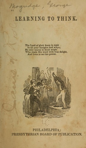Cover for Learning to think.