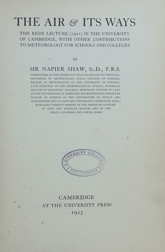Cover for The air & its ways;