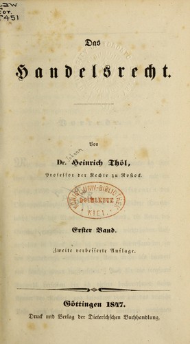 Cover for Das Handelsrecht