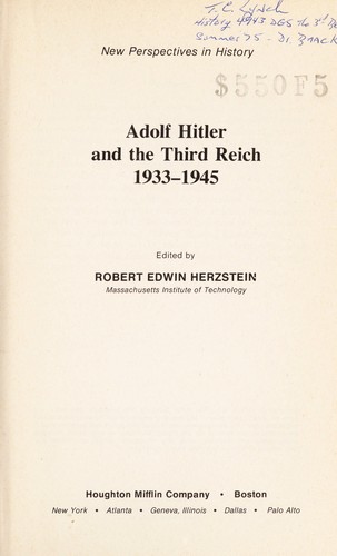 Cover for Adolf Hitler and the Third Reich, 1933-1945.
