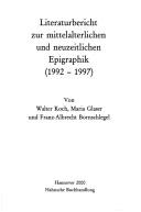 Cover for Literaturbericht zur mittelalterlichen und neuzeitlichen Epigraphik 1992 - 1997