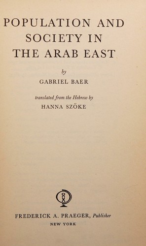 Cover for Population and society in the Arab east