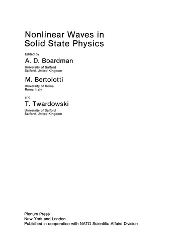 Cover for Nonlinear Waves in Solid State Physics