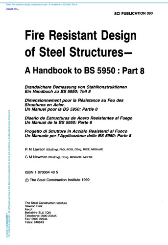 Cover for Fire Resistant Design of Steel Structures