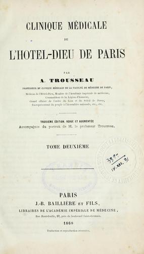 Cover for Clinique médicale de l'Hôtel-Dieu de Paris.