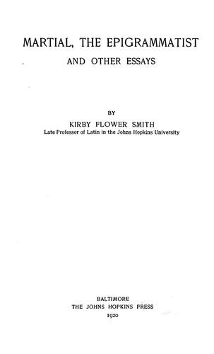 Cover for Martial, the epigrammatist