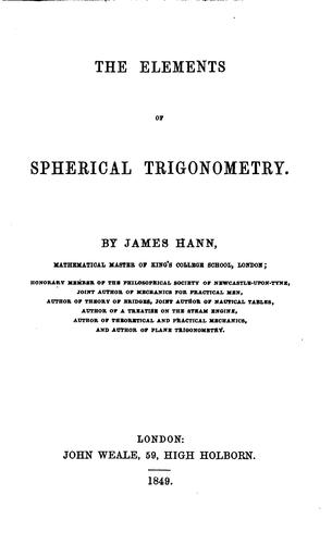 Cover for The elements of spherical trigonometry