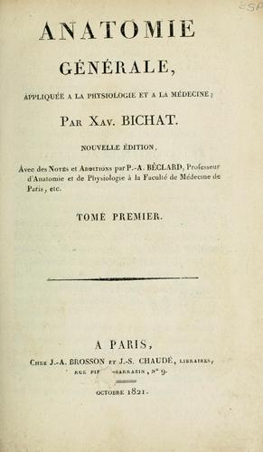 Cover for Anatomie générale
