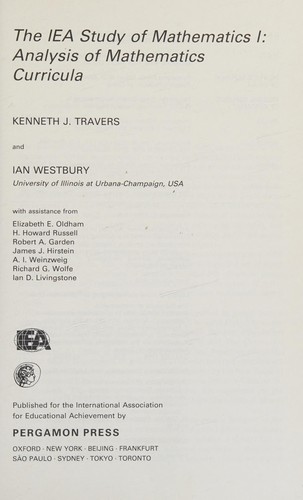 Cover for The IEA study of mathematics I