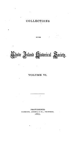 Cover for Rhode Island Historical Society Collections