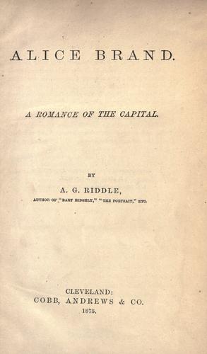 Cover for Alice Brand.