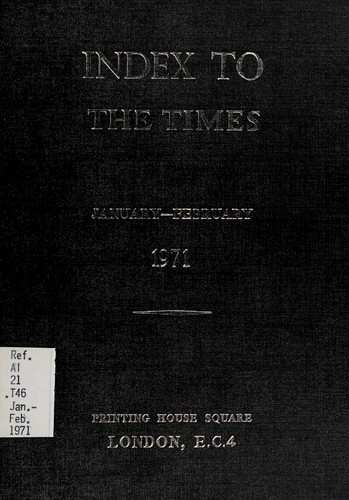 Cover for Index to The Times.January-February,1971.