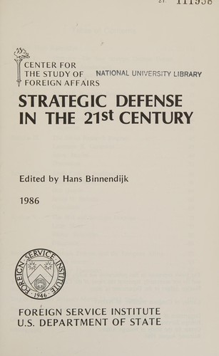 Cover for Strategic defense in the 21st century