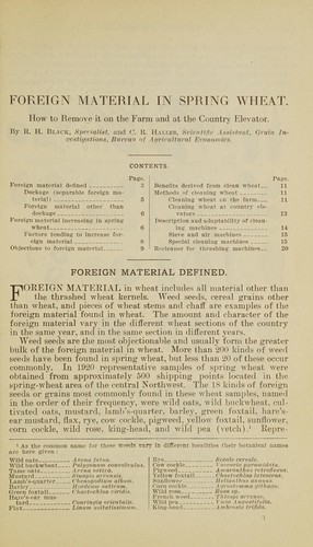 Cover for Foreign material in spring wheat