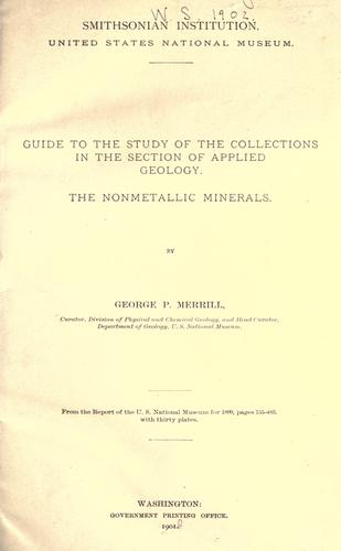 Cover for Guide to the study of the collections in the Section of Applied Geology