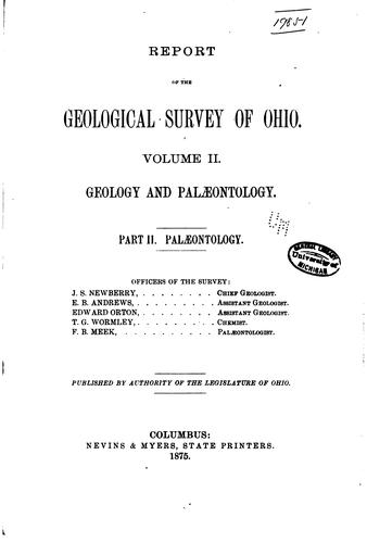 Cover for Report of the Geological Survey of Ohio