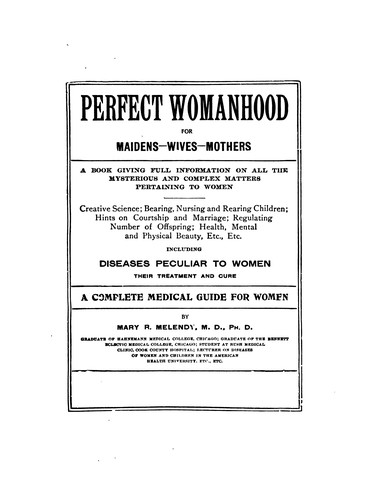 Cover for Perfect womanhood for maidens--wives--mothers