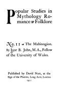 Cover for The Mabinogion, (Popular Studies in Mythology, Romance and Folklore, No. 11,)