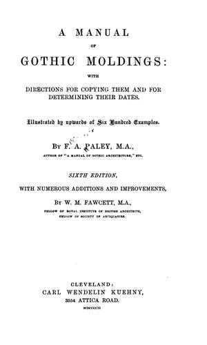 Cover for A manual of Gothic moldings