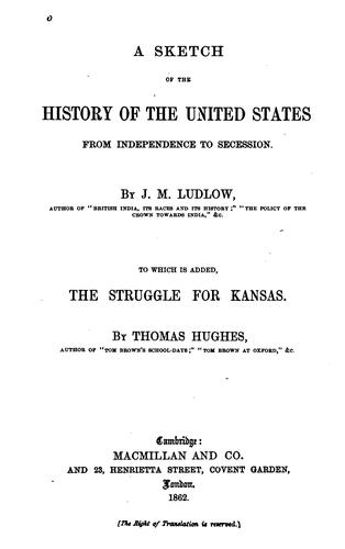 Cover for sketch of the history of the United States from independence to secession.