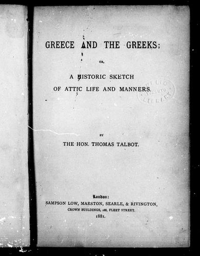 Cover for Greece and the Greeks, or, A Historic sketch of Attic life and manners