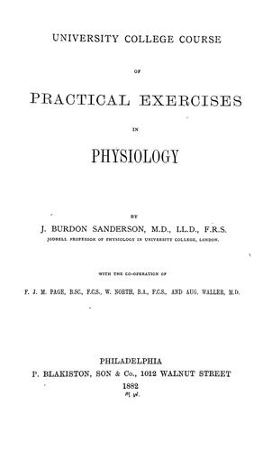 Cover for University college course of practical exercises in physiology ...
