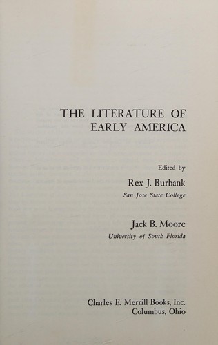Cover for The literature of early America.