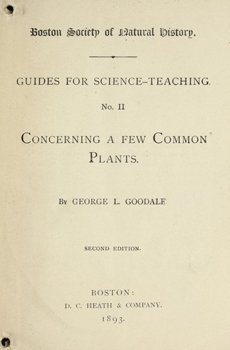 Cover for Concerning a few common plants