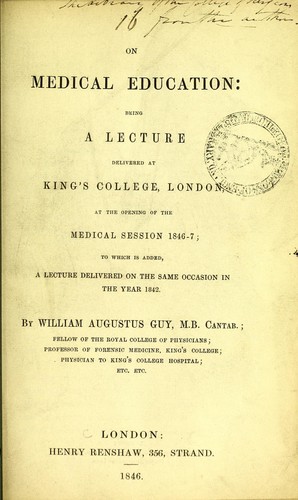Cover for On medical education