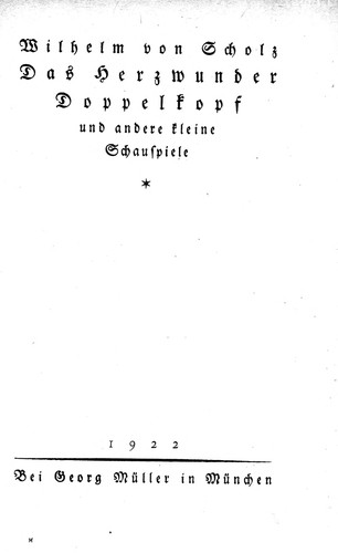 Cover for Das Herzwunder, Doppelkopf, und andere kleine Schauspiele