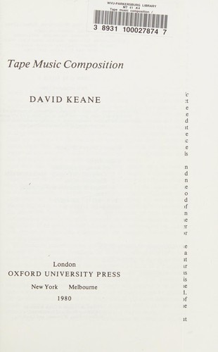 Cover for Tape music composition