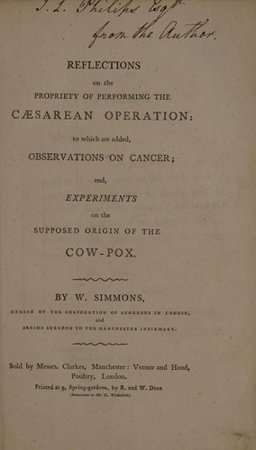 Cover for Reflections on the propriety of performing the Caesarean operation