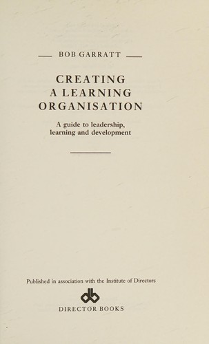 Cover for Creating a learning organisation