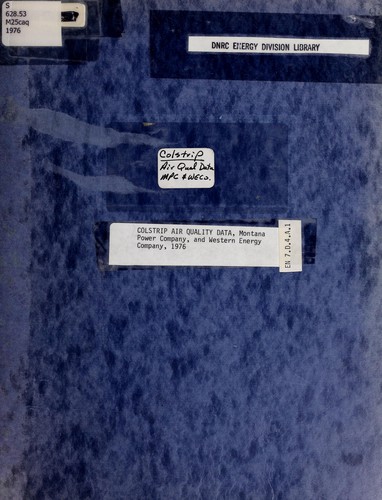Cover for Colstrip air quality data