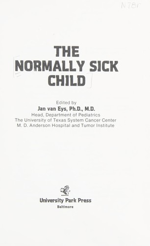 Cover for The Normally sick child
