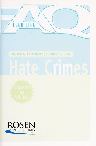 Cover for Frequently asked questions about hate crimes