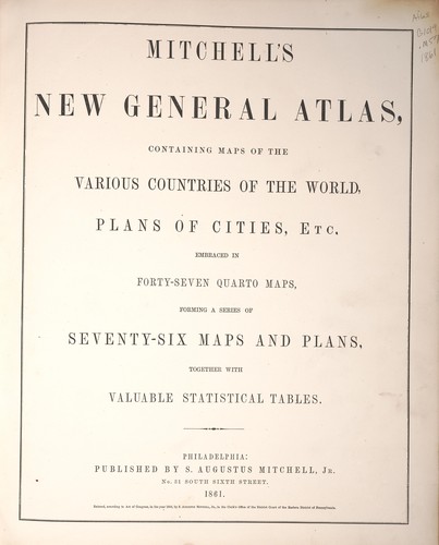 Cover for Mitchell's new general atlas
