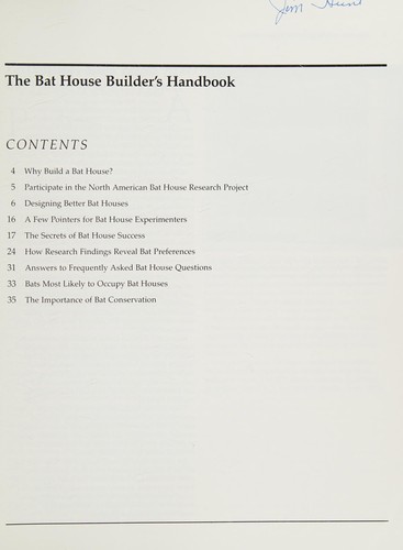 Cover for The bat house builder's handbook