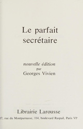 Cover for Le parfait secrétaire