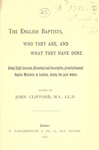 Cover for The English Baptists, who they are, and what they have done