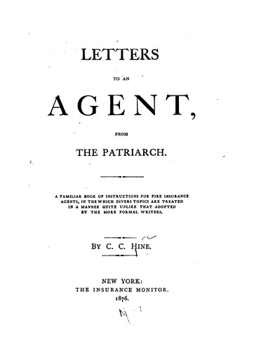 Cover for Letters to an agent, from the Patriarch.