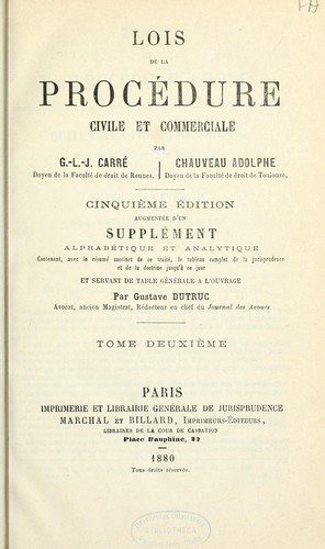 Cover for Lois de la procédure civile et commerciale