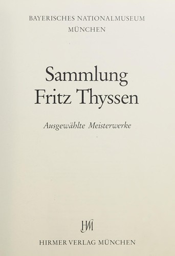Cover for Sammlung Fritz Thyssen