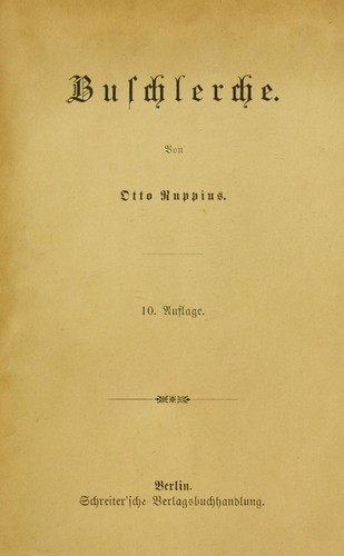 Cover for Buschlerche