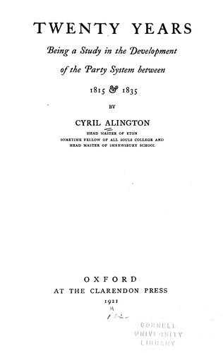 Cover for Twenty years