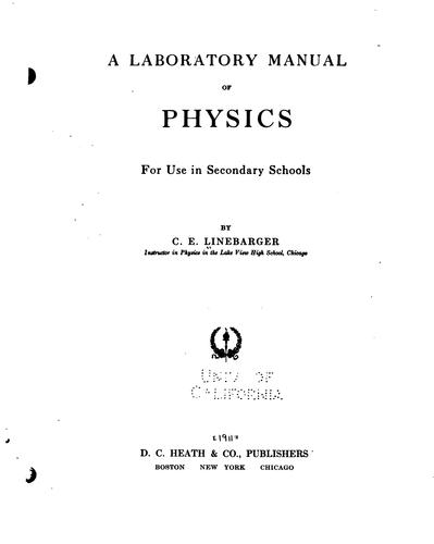 Cover for A laboratory manual of physics for use in secondary schools