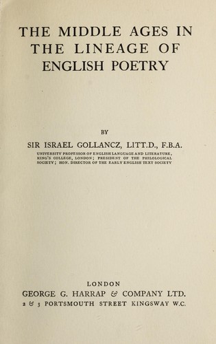 Cover for The middle ages in the lineage of English poetry.
