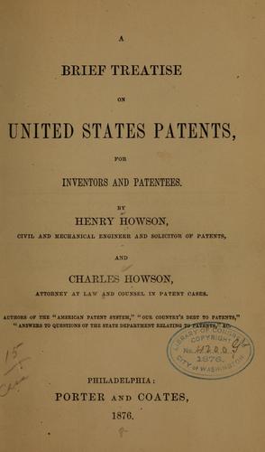 Cover for A brief treatise on United States patents
