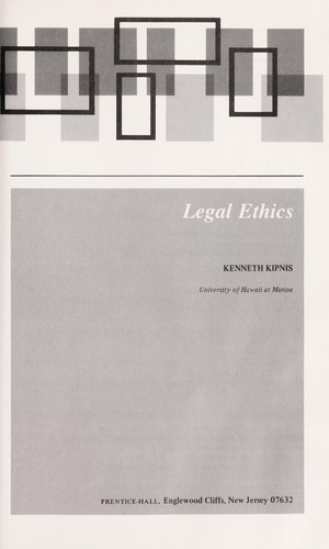 Cover for Legal ethics